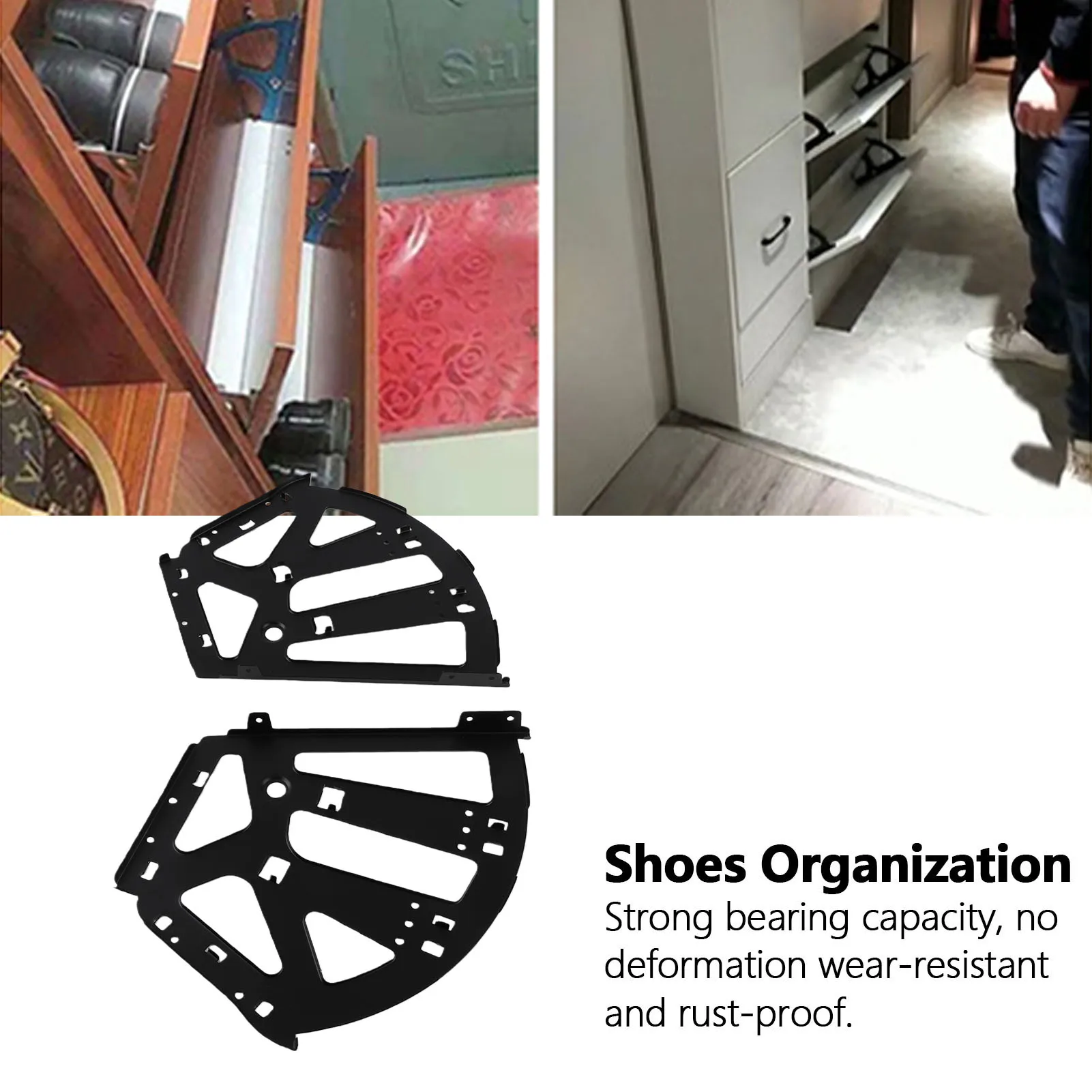 Shoes Cabinet Hinge Cold Rolled Steel 3-Layers Shoe Drawer Flip Rack Household Accessories Black