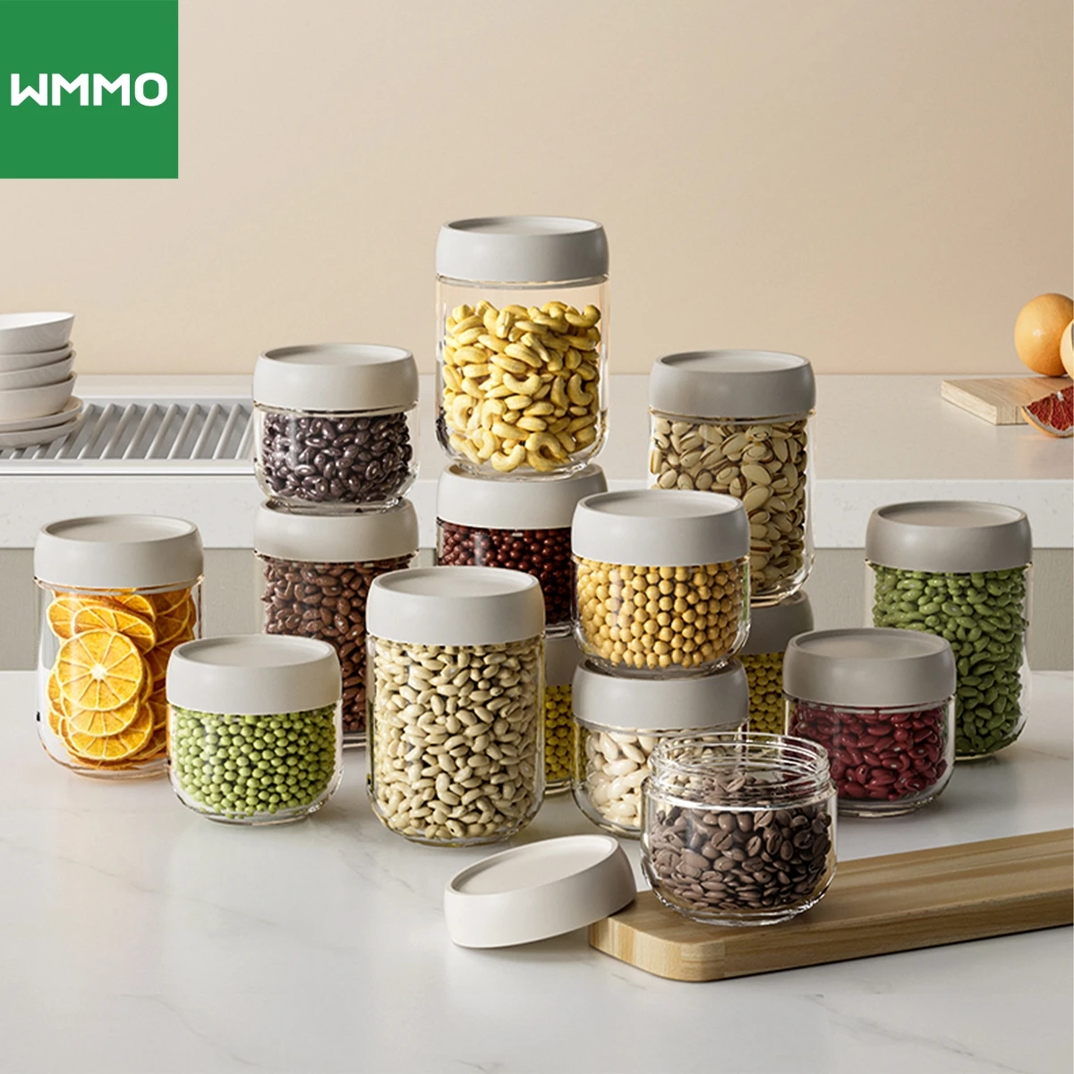 

WMMO Cereal Containers Storage,Food Container Bottles For Large Cereal Dispenser, Grains Tea Coffee Beans Candy Jar Containers