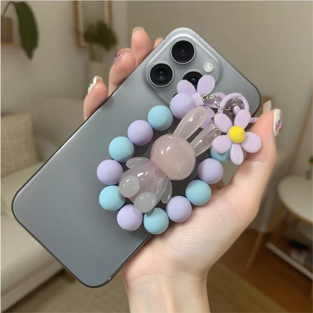 ミラー保湿リップグロス、カップに付かない、キュートなウサギのハンドブレスレットキーホルダー付き、リップグロス、防水、長持ちするリキッドリップスティック