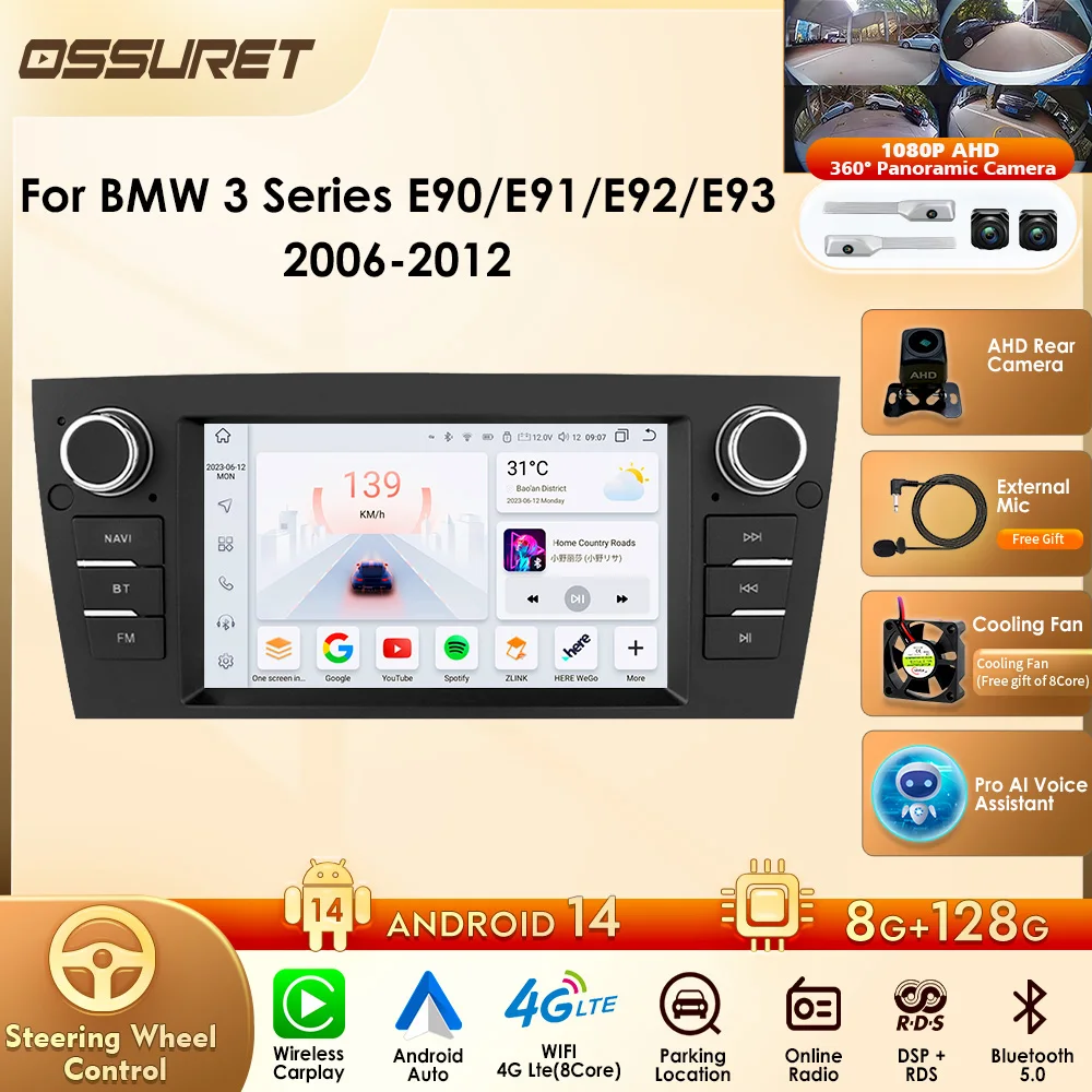 Octa Core Car Stereo For BMW 3 Series E90/E91/E92/E93 2006-2012 Car Intelligent Systems Support WiFi FM GPS Carplay Android Auto