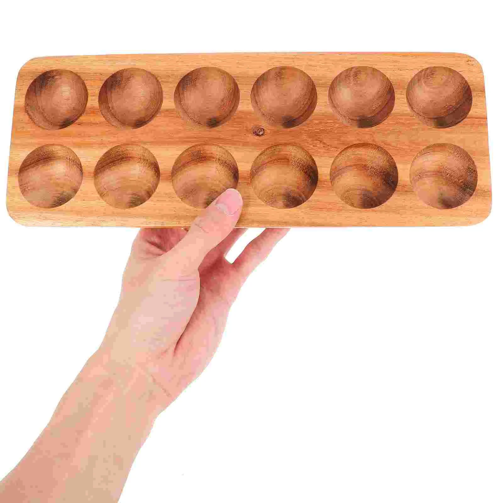 Egg Rack Tray Eggs Chicken Holder Solid Wood Deviled Charcuterie Board Brown Acacia