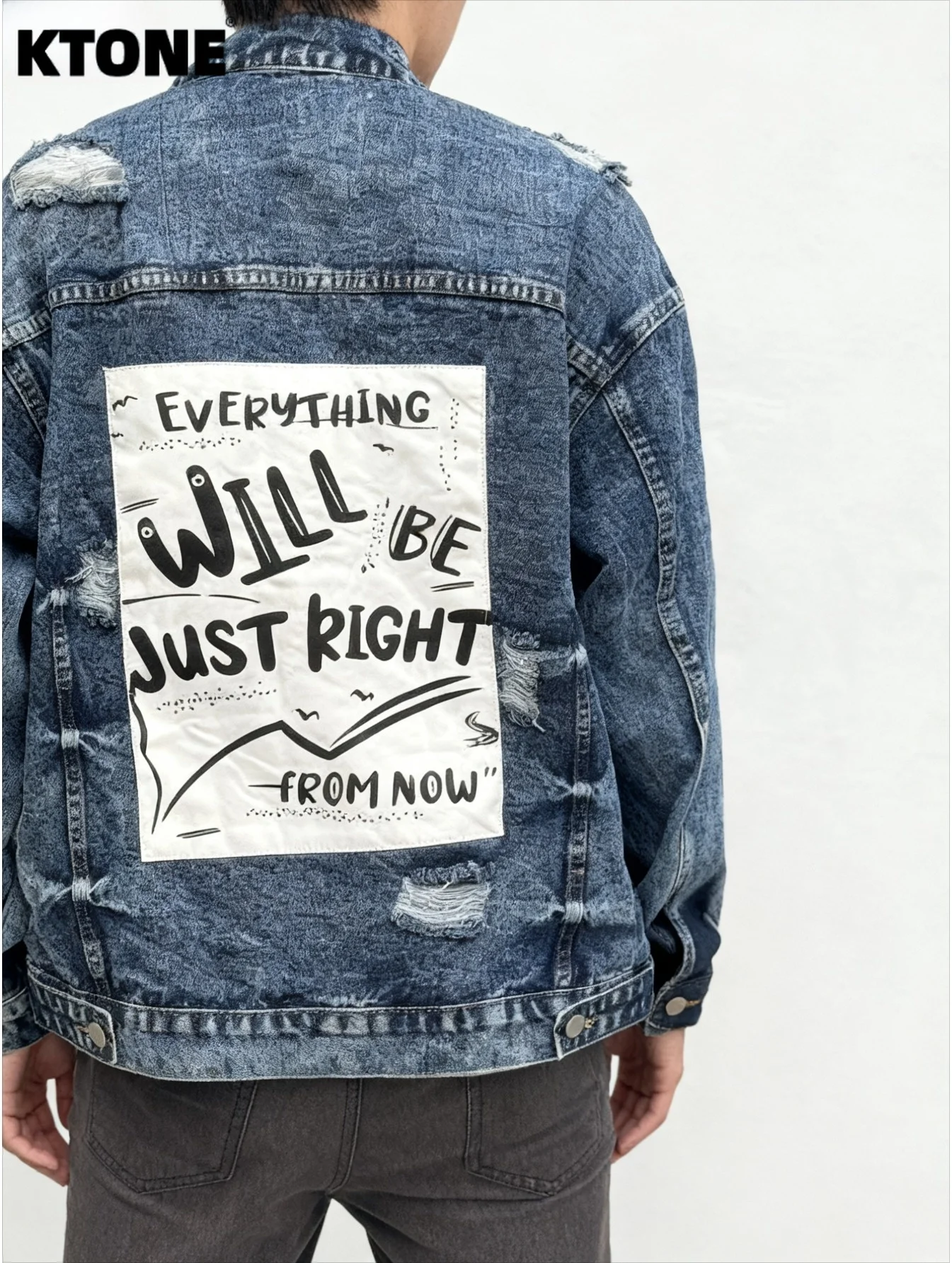 Daily Wear Trendy Denim Coat Loose Comfort Men Outer Jacket Plain design