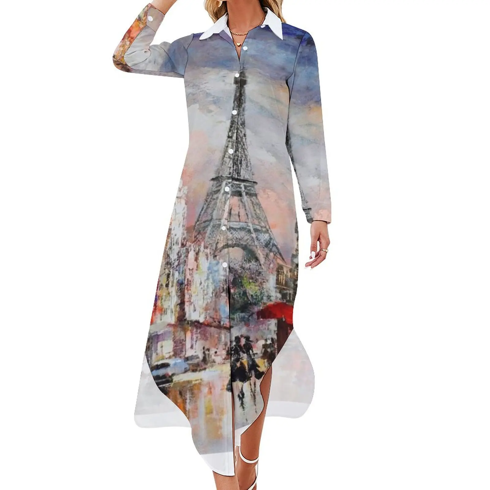 

Paris design Long Sleeved Shirt Dress summer clothes for women sexy dress for women