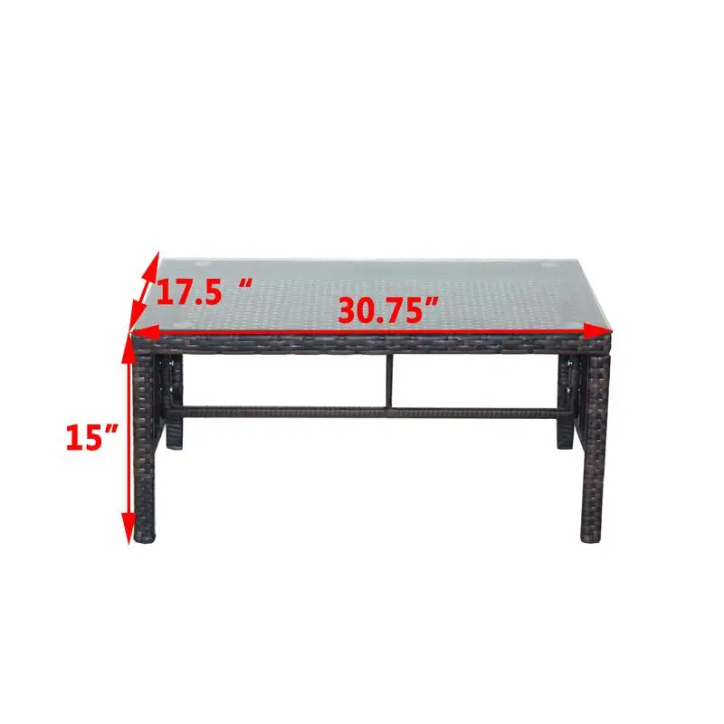 طاولة قهوة لأثاث الفناء الخارجي مع سطح زجاجي شفاف #2