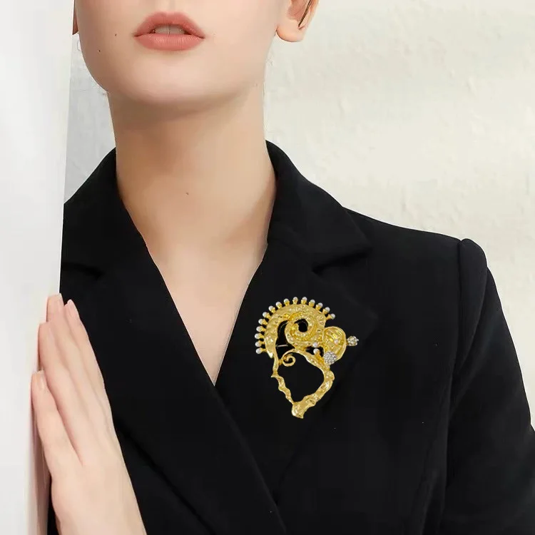 

French retro exaggerated abstract surrealist facial features, ear shapes brooches fashion luxury accessories for women