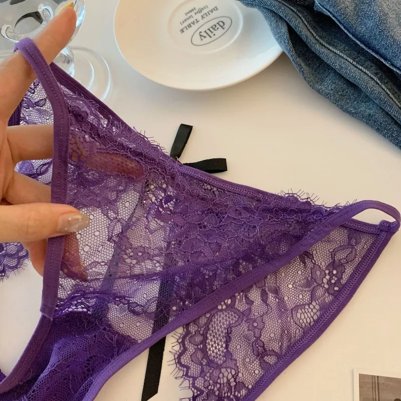 Sp & cidade flor bordado renda transparente sexy roupa interior feminina baixa wasit strass corrente perpectiva calcinha cuecas eróticas