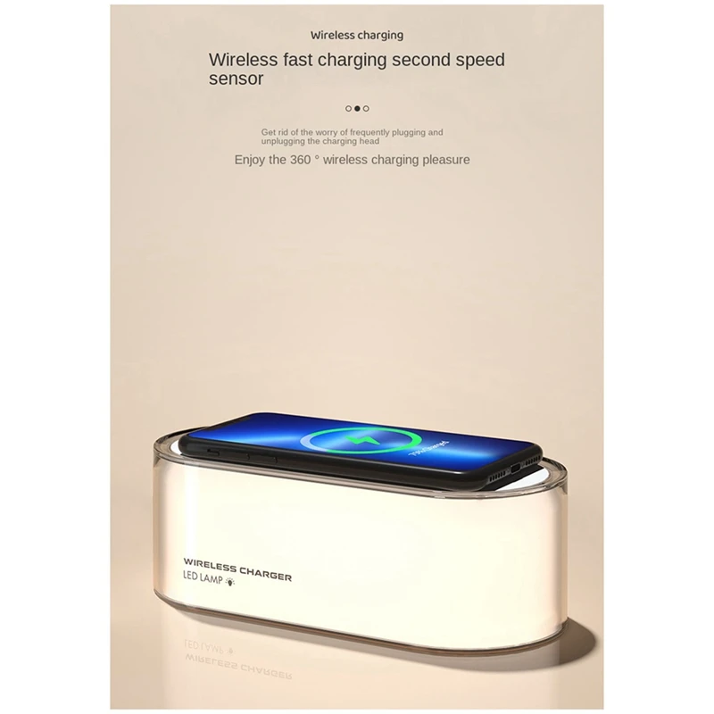 Adjustment Night Light Wireless Charge With LED Touch Bedside Lamp Adjustable Brightness 15W Fast Charge White Easy Install