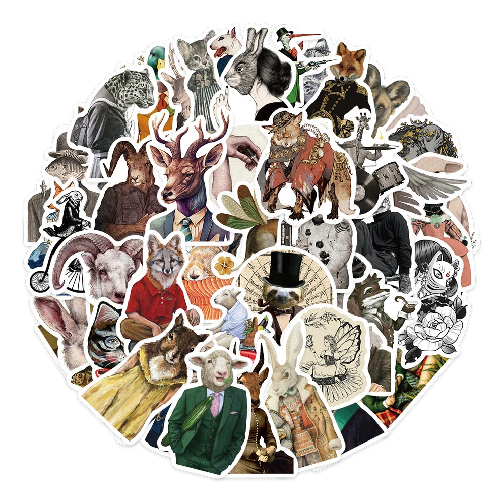 10/30/50pcs Retro Dark Art Animal Graffiti Stickers Horror Cartoon Decals DIY Suitcase Helmet Bicycle Waterproof Vintage Sticker