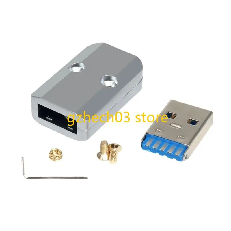 

G2AC Durability Aluminum USB3.0 DIY Male Connectors 6mm Hole For Various Devices