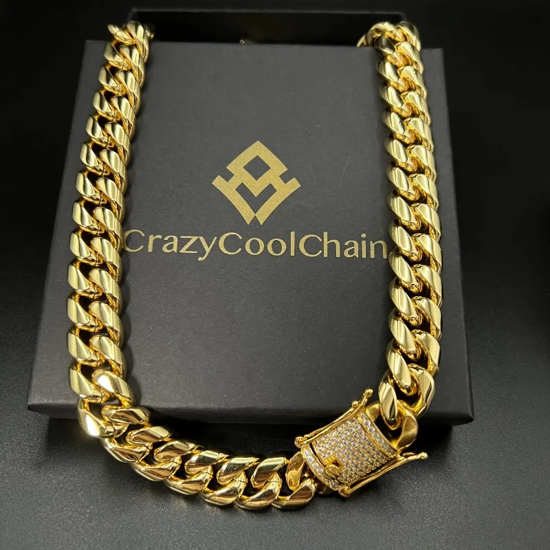 14mm 18K Gold 5-Layer Plated Premium Durable Cuban Chain