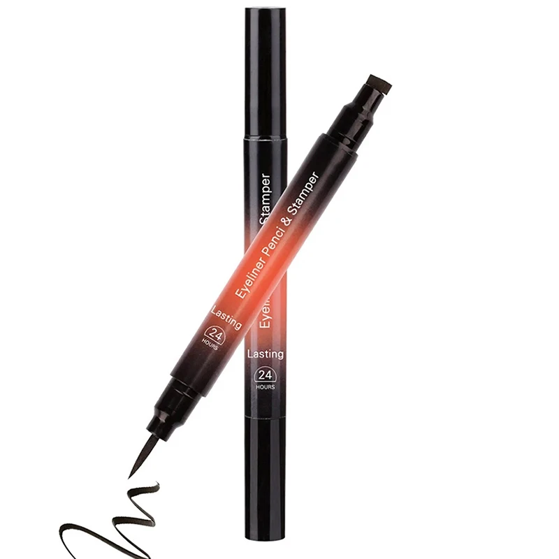 2 em 1 cabeça dupla à prova dwaterproof água eeyeliner longa duração preto delineador sem blooming olho forro caneta ferramenta de maquiagem do olho fácil de usar