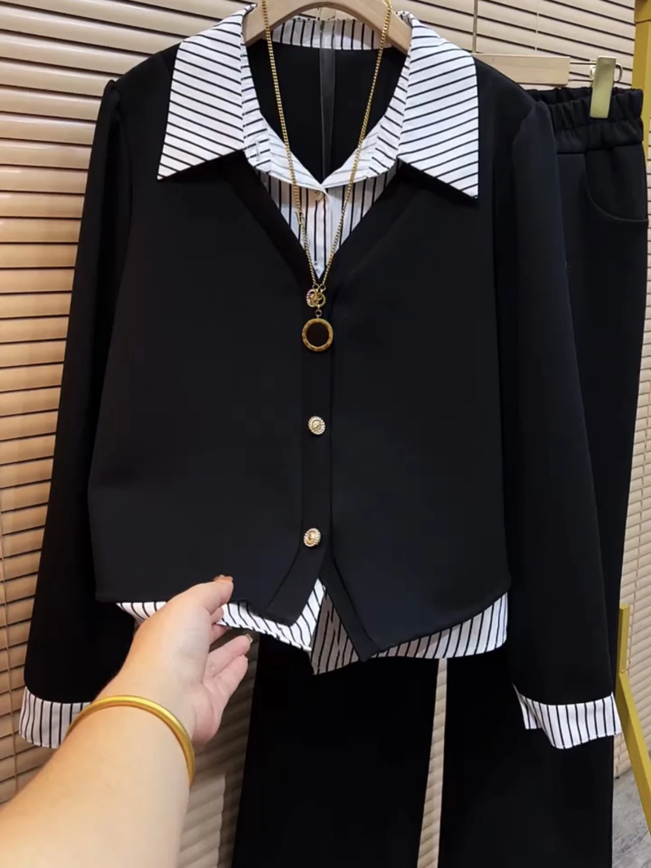 

Женский модный комплект из двух предметов больших размеров, весна-осень, удобный крой, корейский свободный крой, длинный свеч Ne