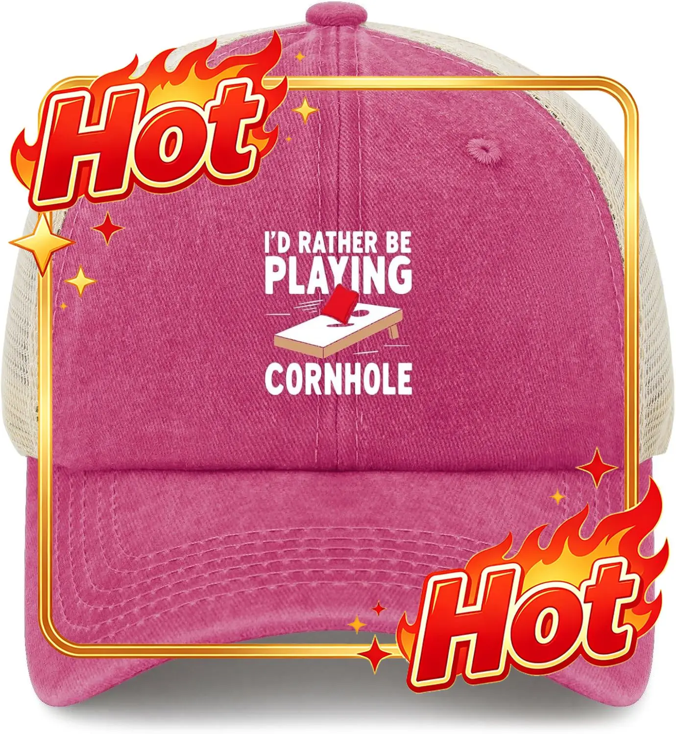 Custom Hat I'd Rather Be Playing Cornhole Cornhole PlayersBall Cap Cool Hats For Men Light Weight Caps