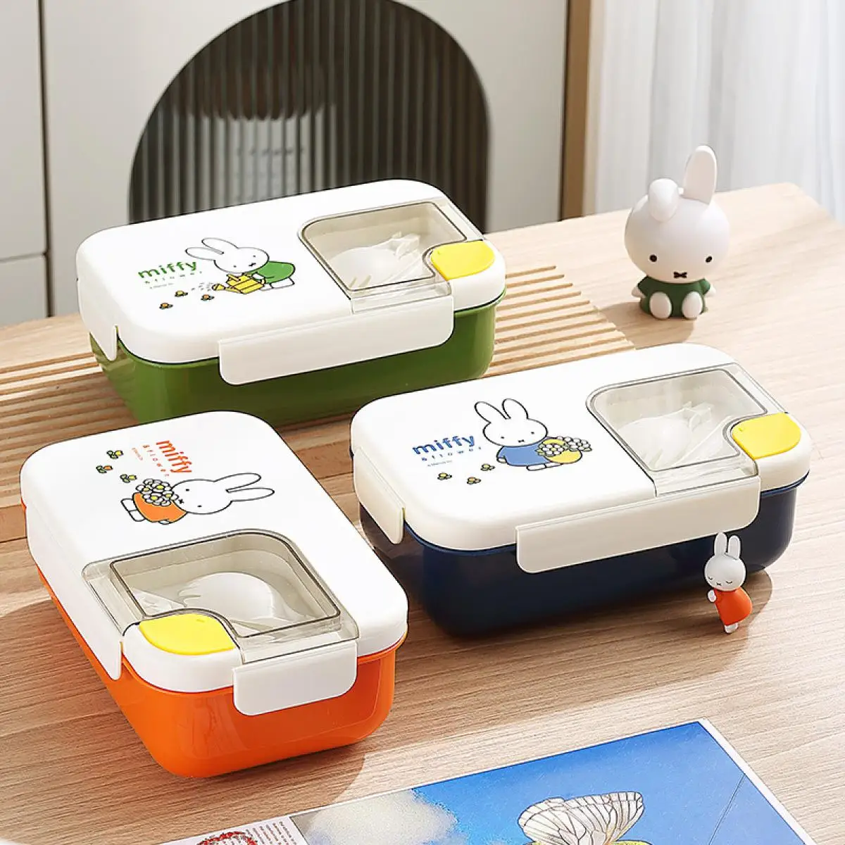 

Miffy 304 Stainless Steel Cute Grid Lunch Box Food Grade Student Lunch Box Cartoon Children's Lunch Box