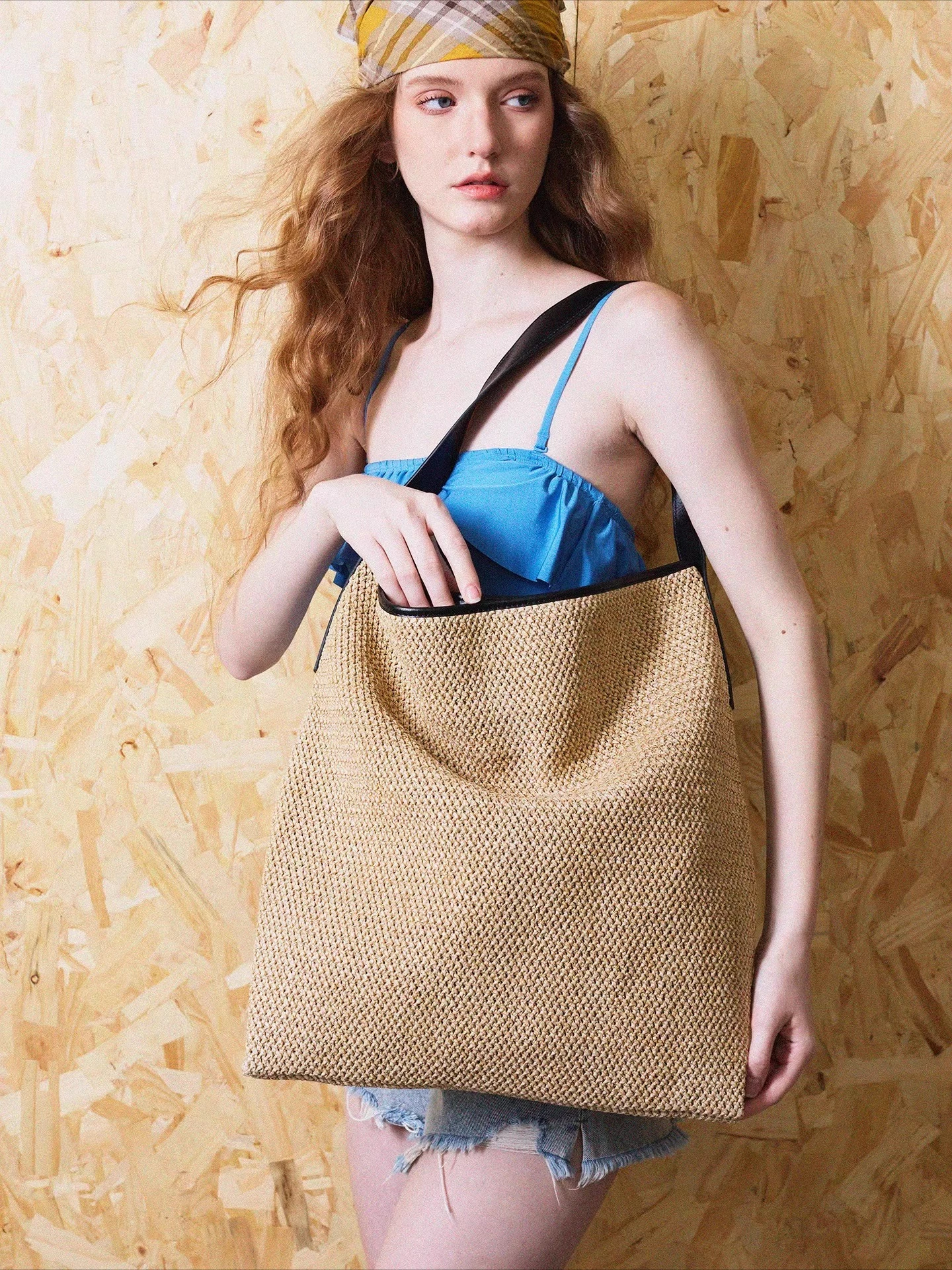 

Summer traces, niche design, large-capacity lazy straw bags, tote bags, shopping bags.