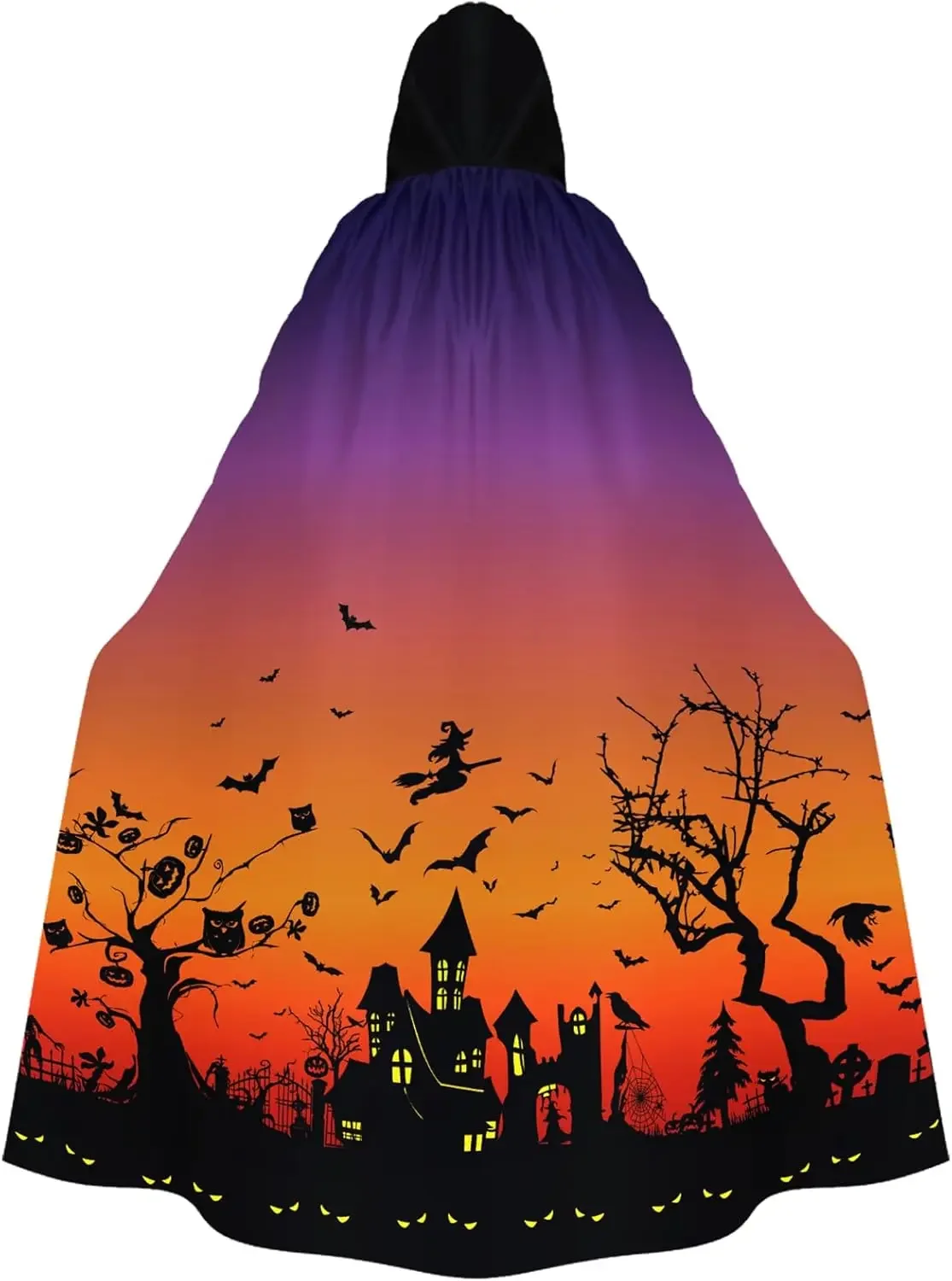 

Halloween Pattern HD Printed Hooded Cape Witch Medieval Costume Cosplay Halloween Vampire Cloak