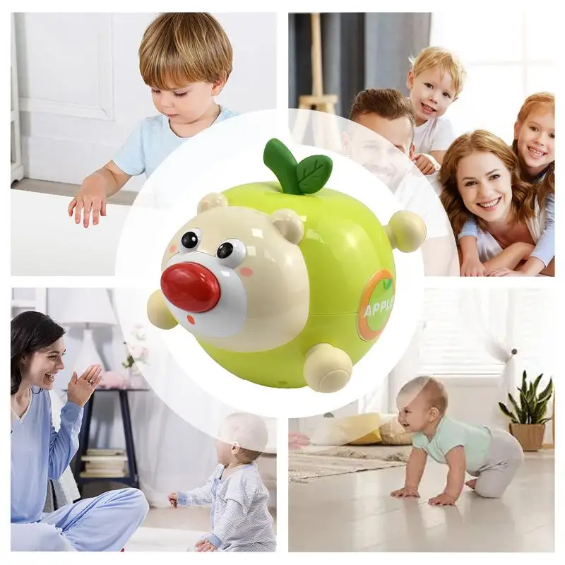 Kids Wobble Toy Fruit Rolling Shaking Toys Bear Wobbler Teething Toy Educational Wobbling Player Toy With Bell Ring & Sound For