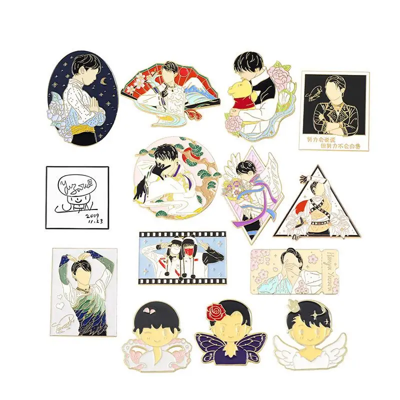 Hanyu Yuzuru Enamel Pins Figure Skating Athlete Custom Brooches Sports Lapel Badges Cartoon Jewelry Gift for Fans Friends