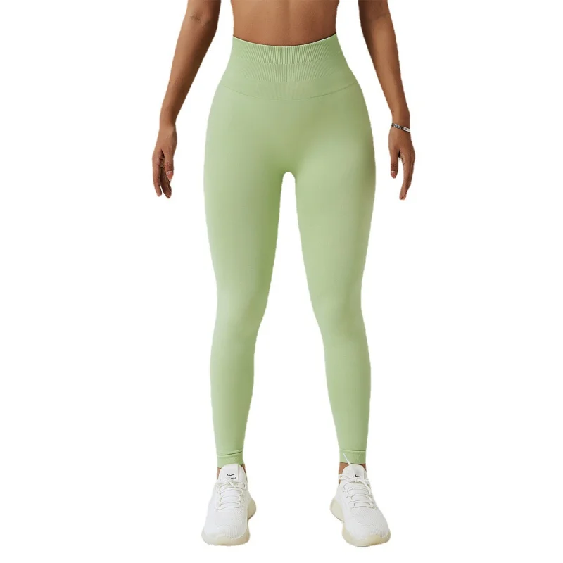 

Seamless Yoga Pants Female Tight High Waist Belly Contracting Running Workout Pants Peach Hip Raise Fitness Pants