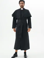 Black Adult Religious Robe, Halloween Character Party Priest Catholic Christ Cosplay Costume, Suitable for Stage Performance