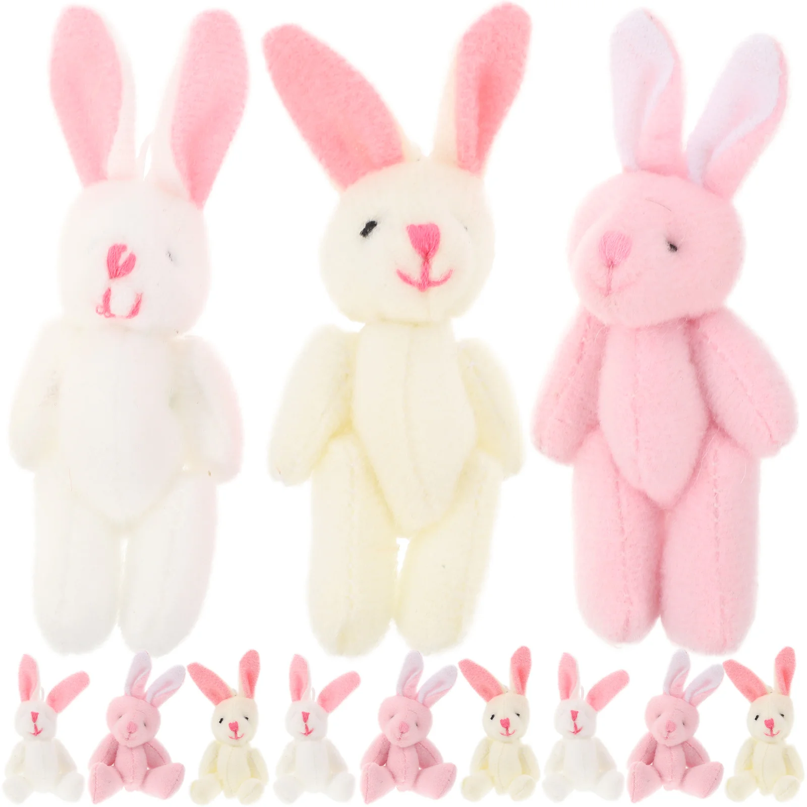 15 Pcs Knuckle Rabbit Pendant Toys Bunny Ornaments Decorate Mini Stuffed Short Plush Animal Small Tiny Bunnies