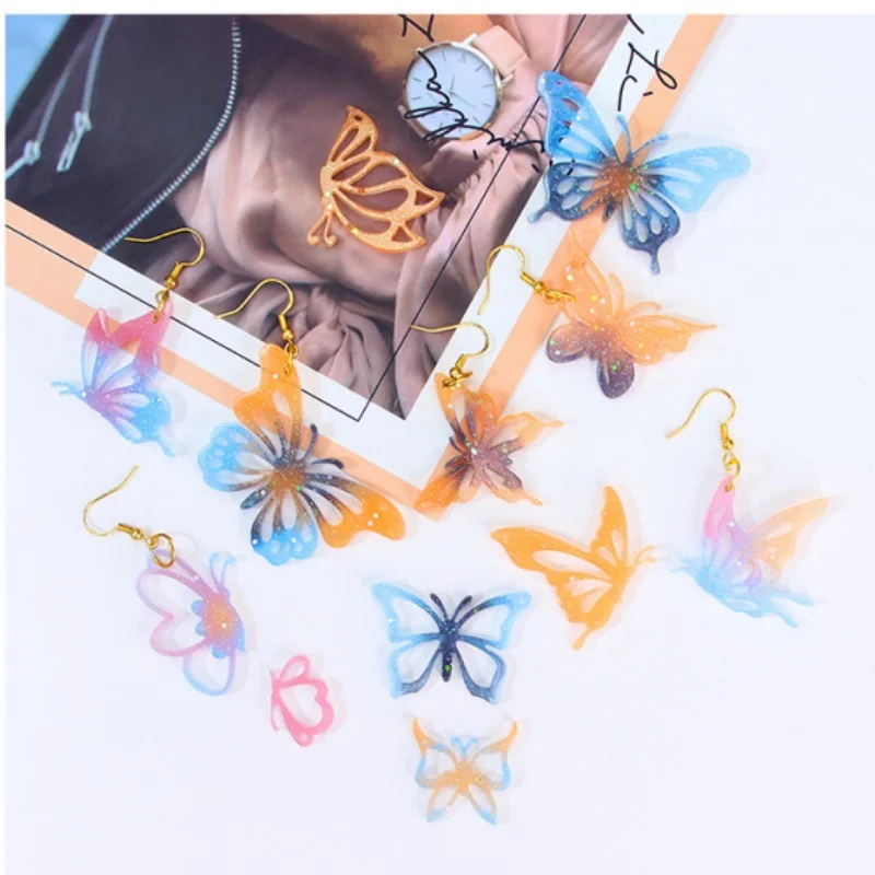 Earring Pendant Silicone Mold Epoxy Resin Jewelry Making Mold Butterflies Cat Snowflakes DIY Charms Pendant Mould Jewelry Craft