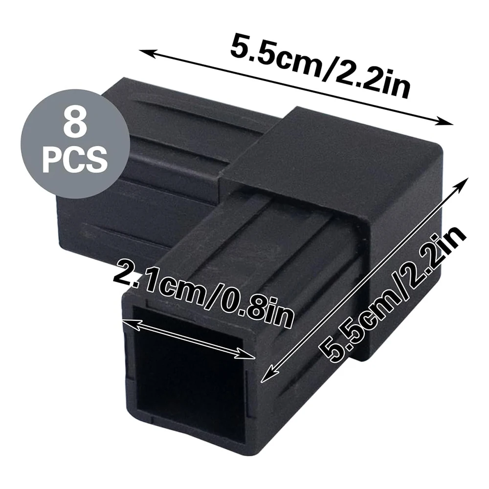 8 Pcs of 1-in/25mm Plastic Pquare Pipe Fittings, Bi-directional 90 Degree Elbows | L-shaped Pipe Fittings Suitable for OD 2