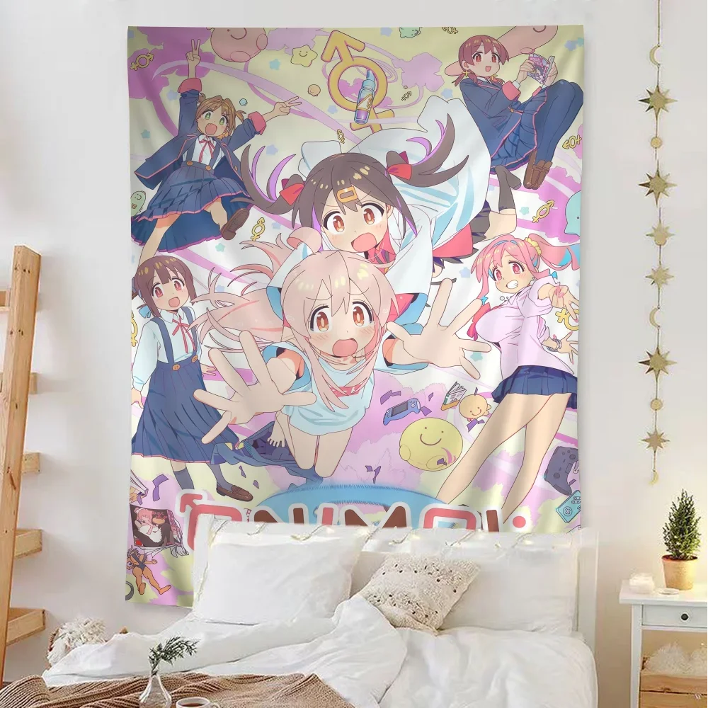 Onimai Vintage Anime Tapestry Hippie Flower Wall Carpets Dorm Decor Wall Hanging Home Decor