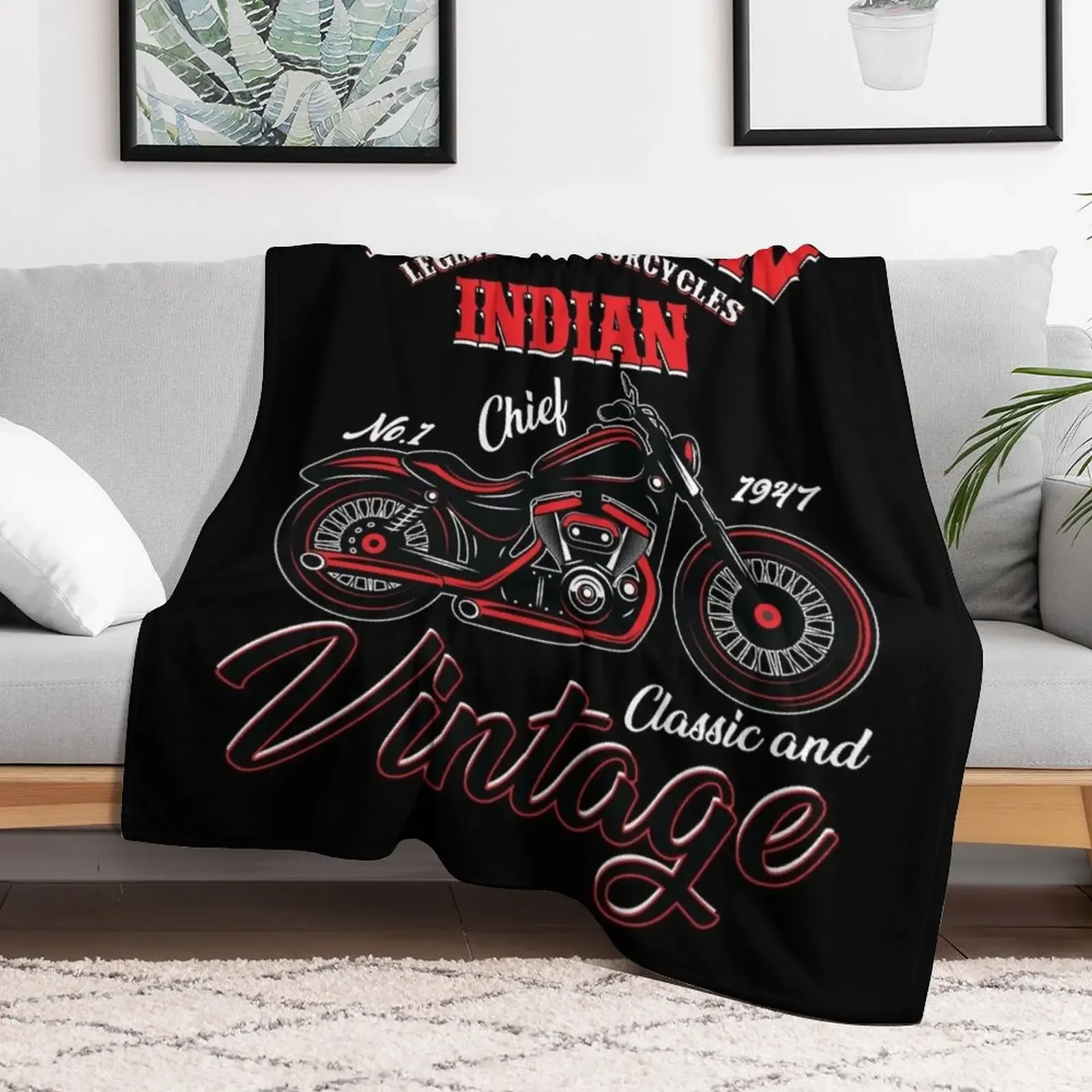 American Legendary Motorcycles Indian Chief No 1 1947 Classic and Vintage Throw Blanket Decorative Beds manga Blankets