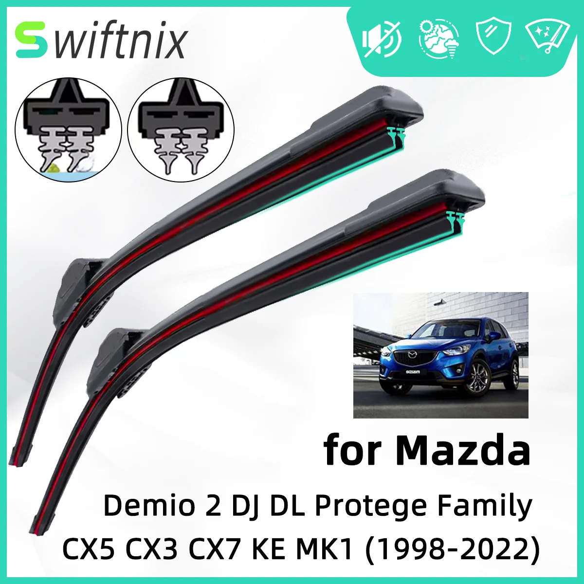 Double Rubber Car Wiper for Mazda CX3 KE CX Demio 2 DL Protege Family Front Wiper Blades Brushes Cutter Accessories Windscreen