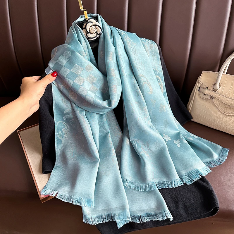 Nueva Bufanda de Cachemira a la moda de otoño para mujer, Pashmina Jacquard con diseño Floral, manta gruesa para mujer, Bufanda suave, chal, pañuelo