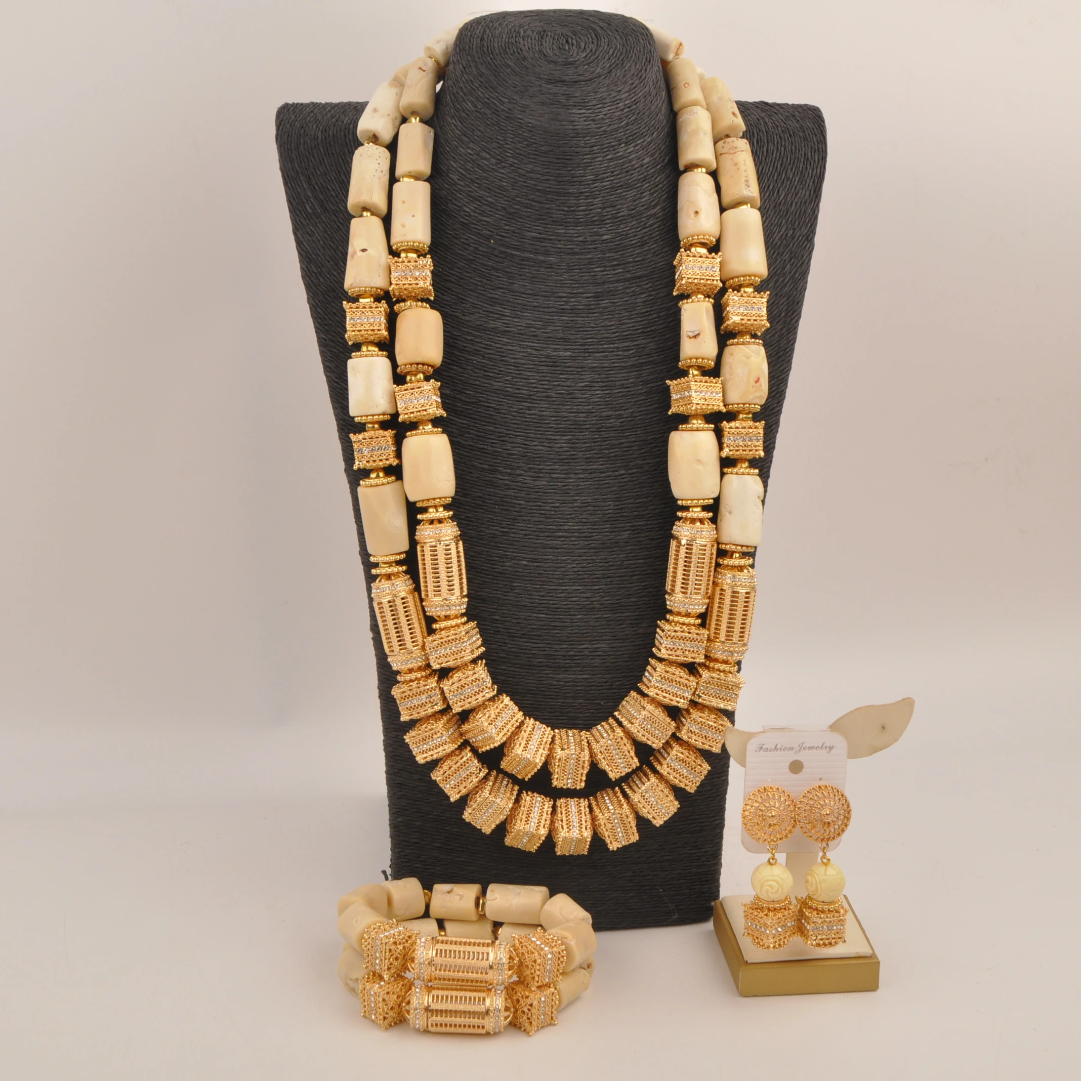 

Necklace Natural coral White Nigeria Wedding Fashion jewelry set Africa