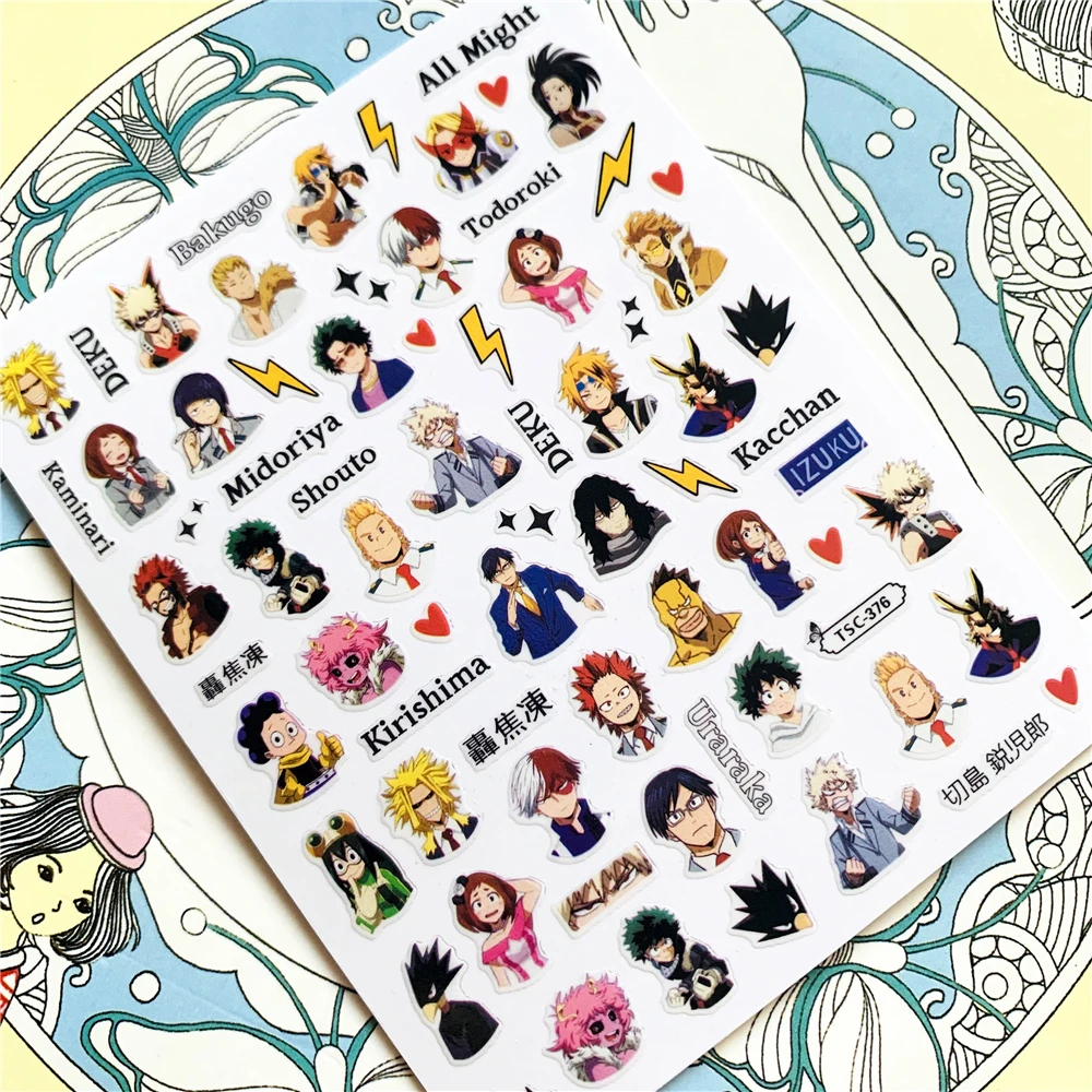 TSC-370 TSC-376 شخصية أنيمي الكرتون سيدة جميلة ثلاثية الأبعاد الغراء الخلفي مسمار الفن ملصقات الشارات المتزلجون مسمار زخرفة الديكور