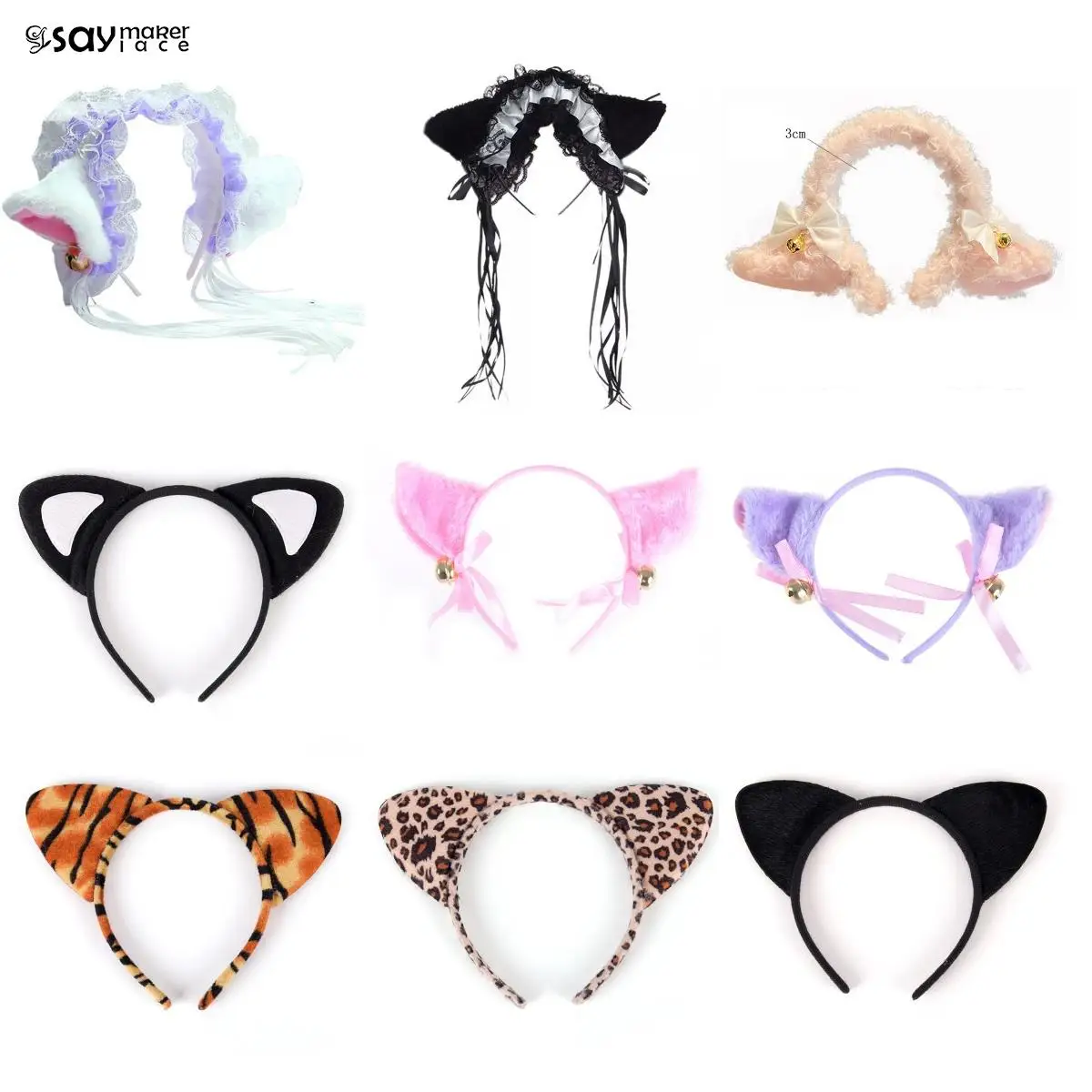 1PCS Masquerade Halloween Cat Ear Headband Cosplay Gothic Lolita Maid Cat Ear Anime Party Costume Bell Headwear Headband