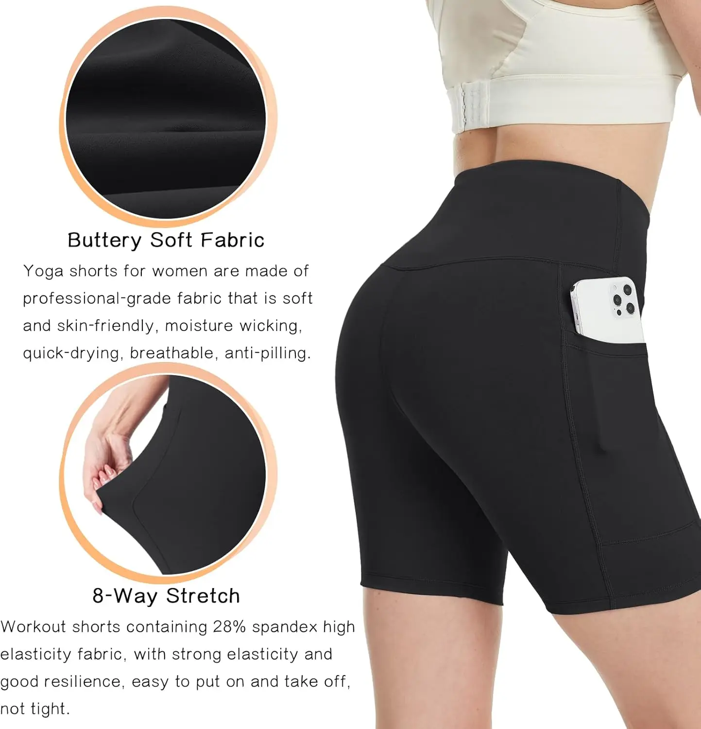 

AMERICLOUD Yoga Shorts for Women with Pockets Biker Shorts High Waisted Tummy Control Gym Workout Athletic Running Shorts