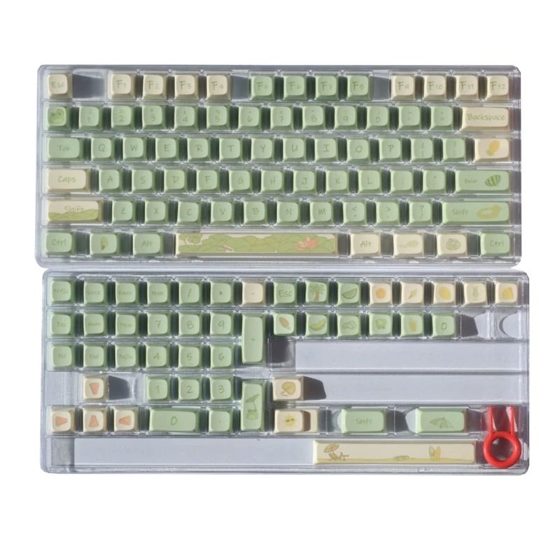 

123Keys Dye Subbed PBT Зеленые цветочные колпачки для клавиатуры FA Профиль для механической B0KA