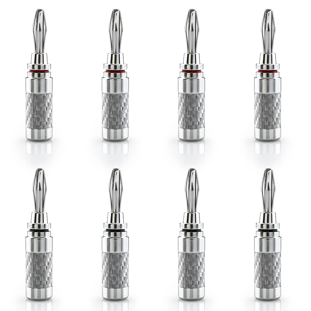 

8pcs Banana Connector Speaker Plug Carbon Fiber Rhodium Plated Banana Plugs Acoustics Terminals Audio Video Speaker Connectors