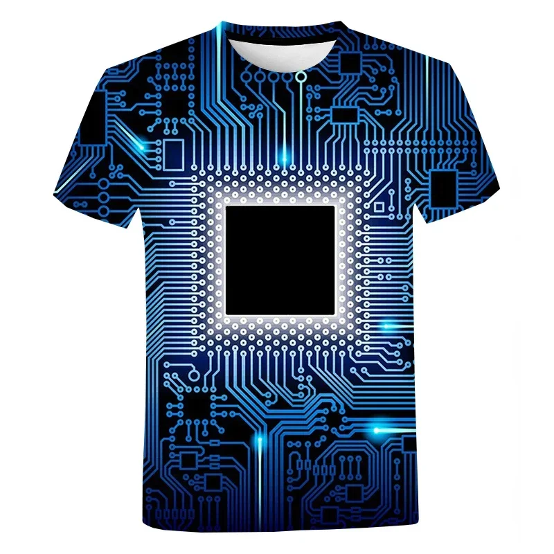 New Summer Computer Cpu Core Circuit Board 3d Printing T-shirt Men\'s Women\'s Fashion Casual Short-sleeved Cool Breathable Tops