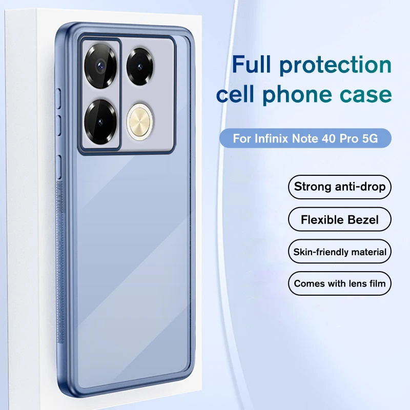 Airbags Shockproof Clear TPU Soft Cover For Infinix Note 40 Pro 4G Case Plating Camera With PC Lens Film Note40 Not 40 Pro+ 5G