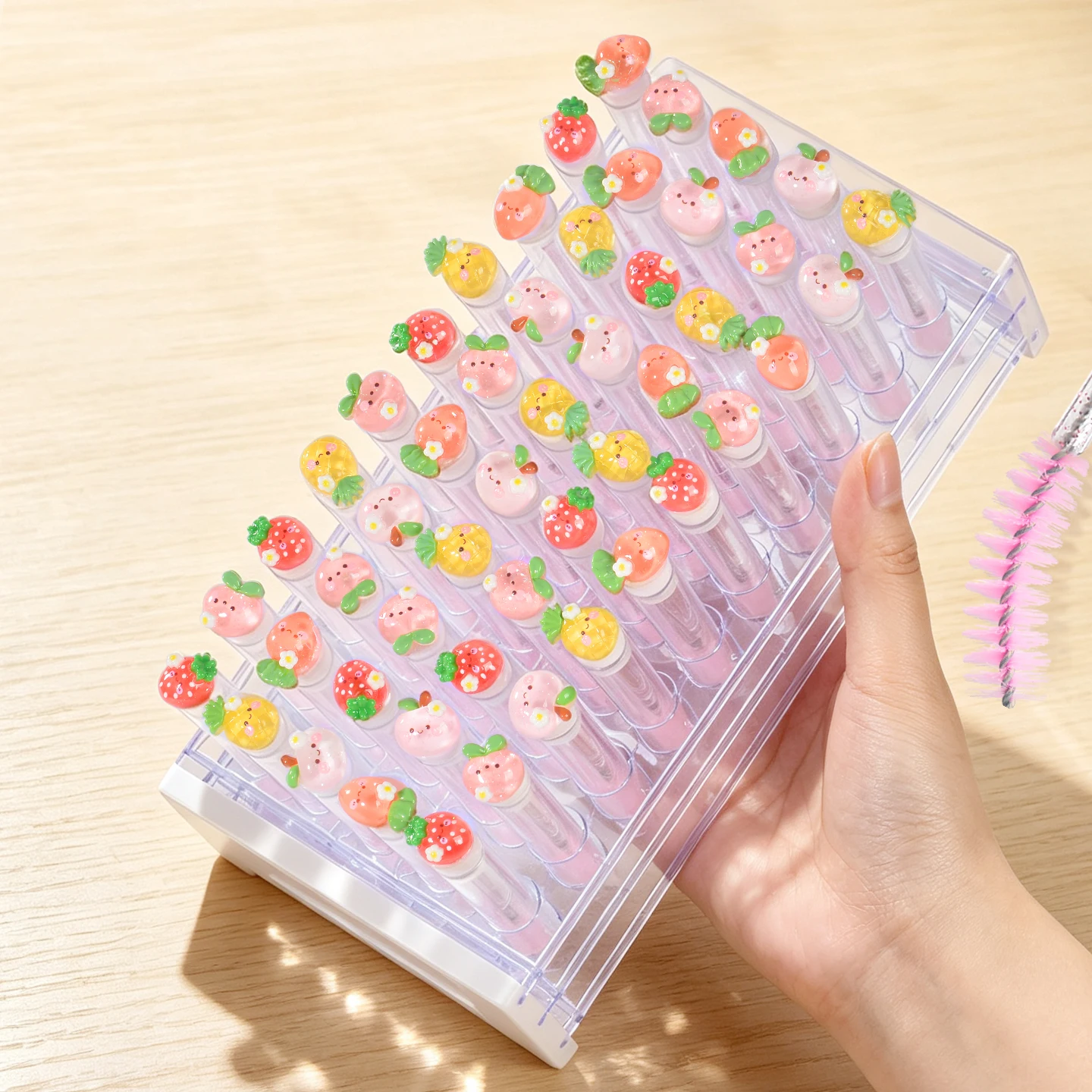 60pcs mascara brush with 10pcs Empty Tubes, 50pcs Nylon Bristles for Eyelash Extension and Replacement, Mascara Tube Brush Set