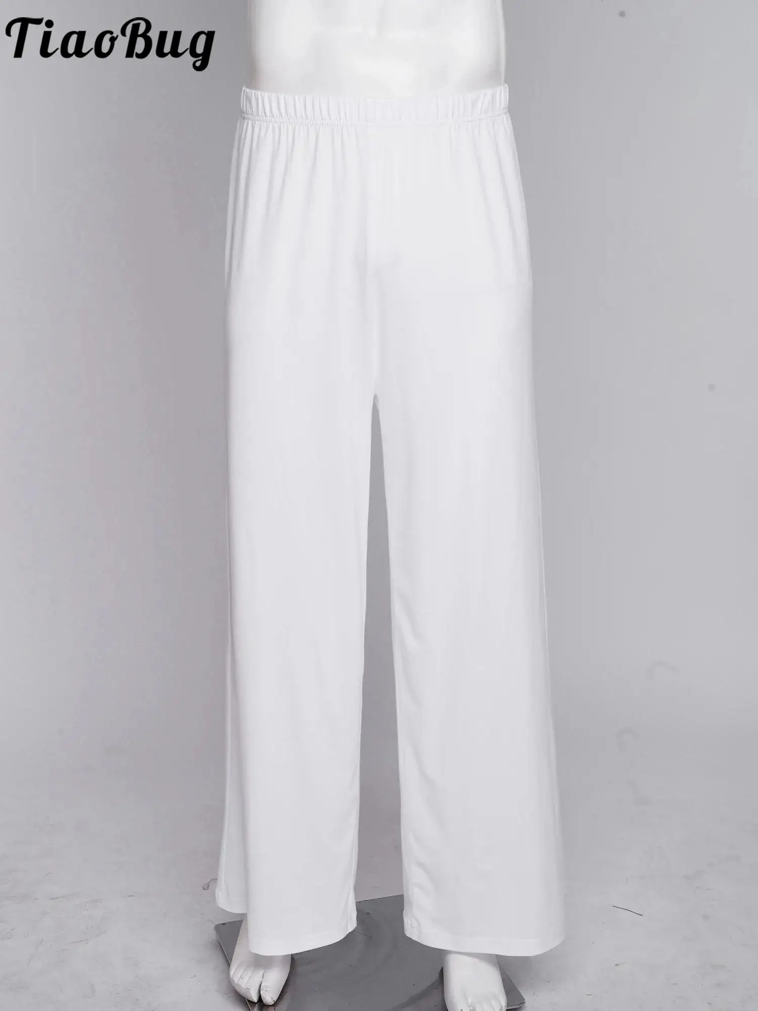 

Men Liturgical Worship Dance Long Pants Solid Color Loose Legs Trousers for Praise Lyrical Dance Halloween Church Choir Costumes