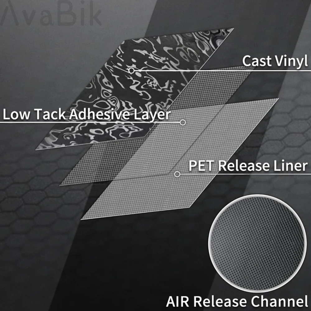 Damascus Black PET carbon fiber Car Body Vinyl car Wrap Film With Air Release Initial Low Tack Glue DIY Self-Adhesive Stickers