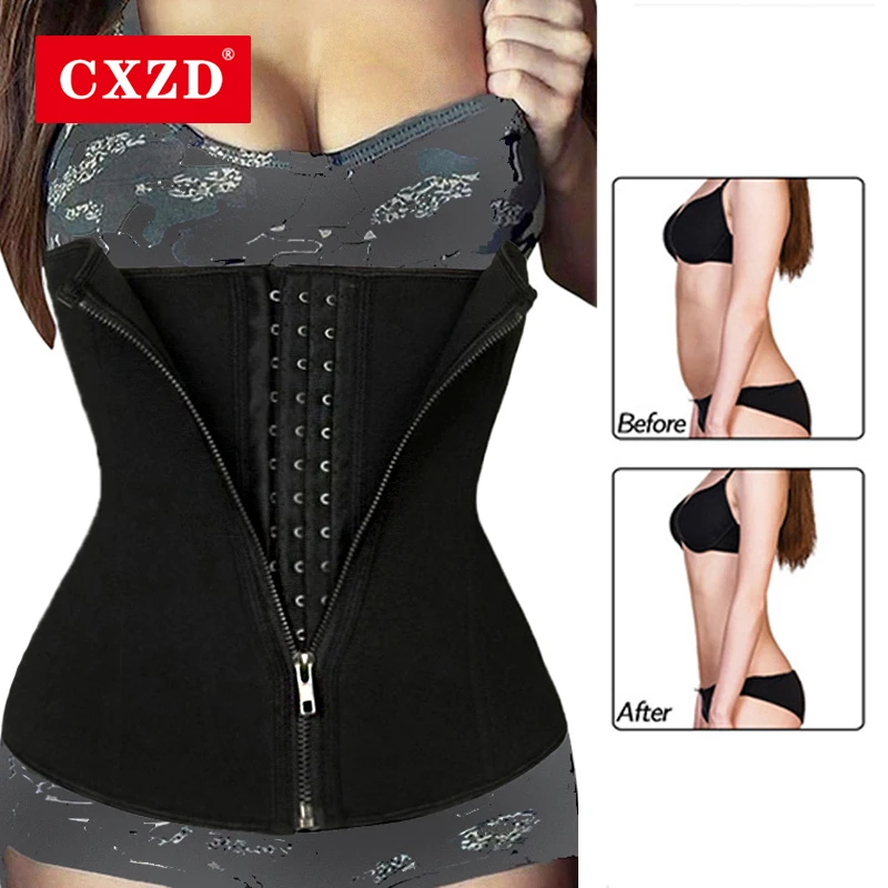 CXZD Women Sauna Sweat Belt Weight Loss Waist Trainer Body Shaper Corset Shapewear Flat Belly Slimming Sheath Tummy Trimmer