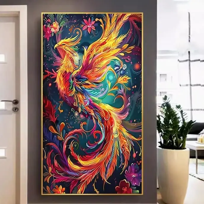 

Simple Cross Stitch Embroidery Phoenix Flying 2024 New Model Living Room Decor Handmade Small Piece Easy for Beginners