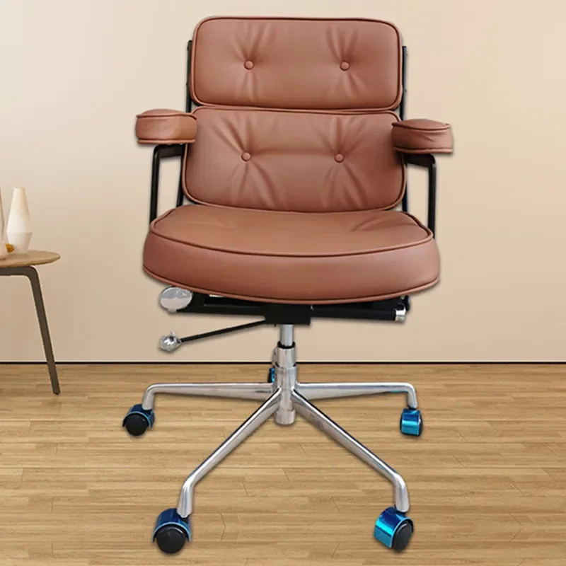 Wheels Luxury Office Chair Ergonomic Leather Swivel Designer Support Office Chair Comfy Cadeira De Escritorio Home Furniture