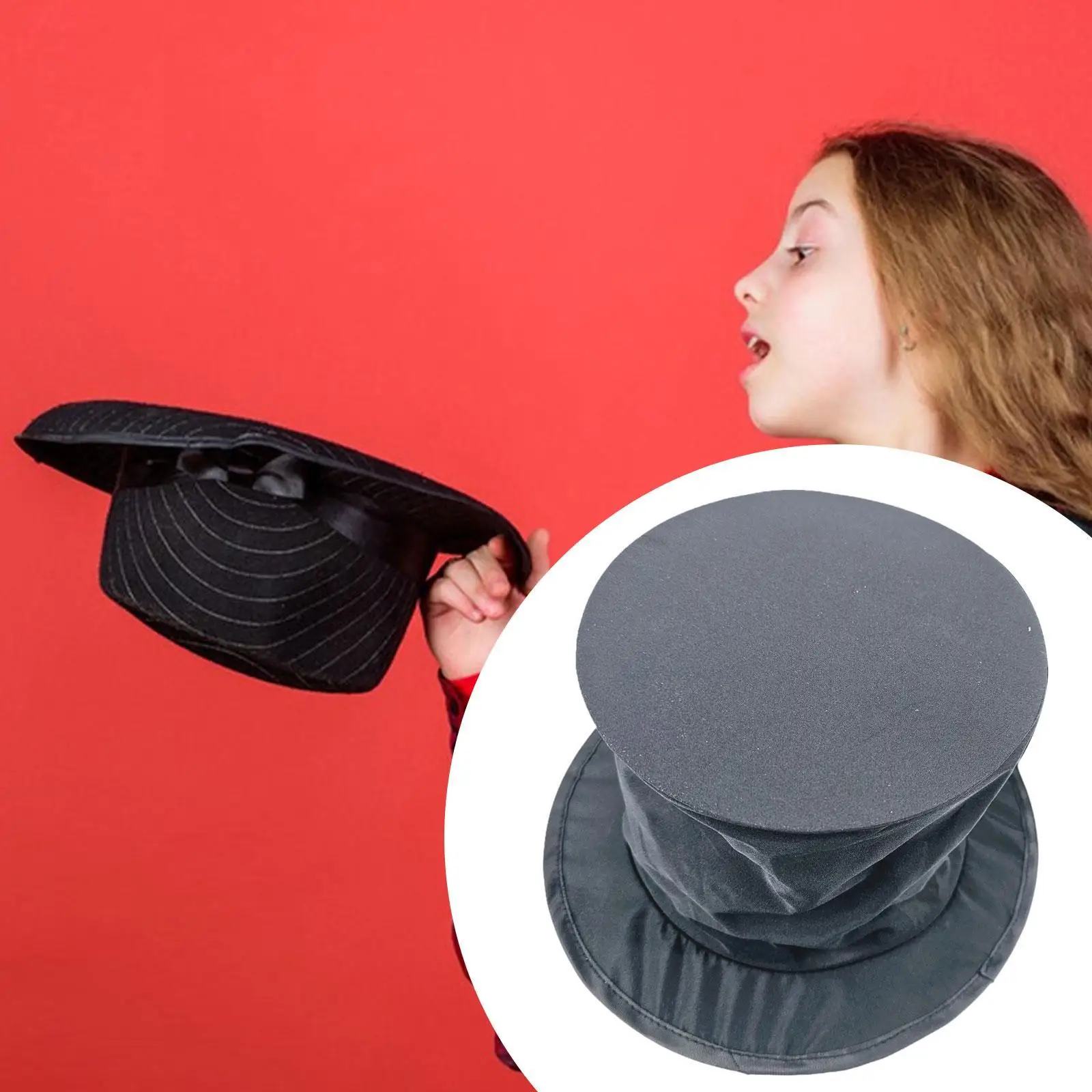 Magicians Costume Hat ,Magical Props, Spring Cap, Folding Top Hat for Theater Performances