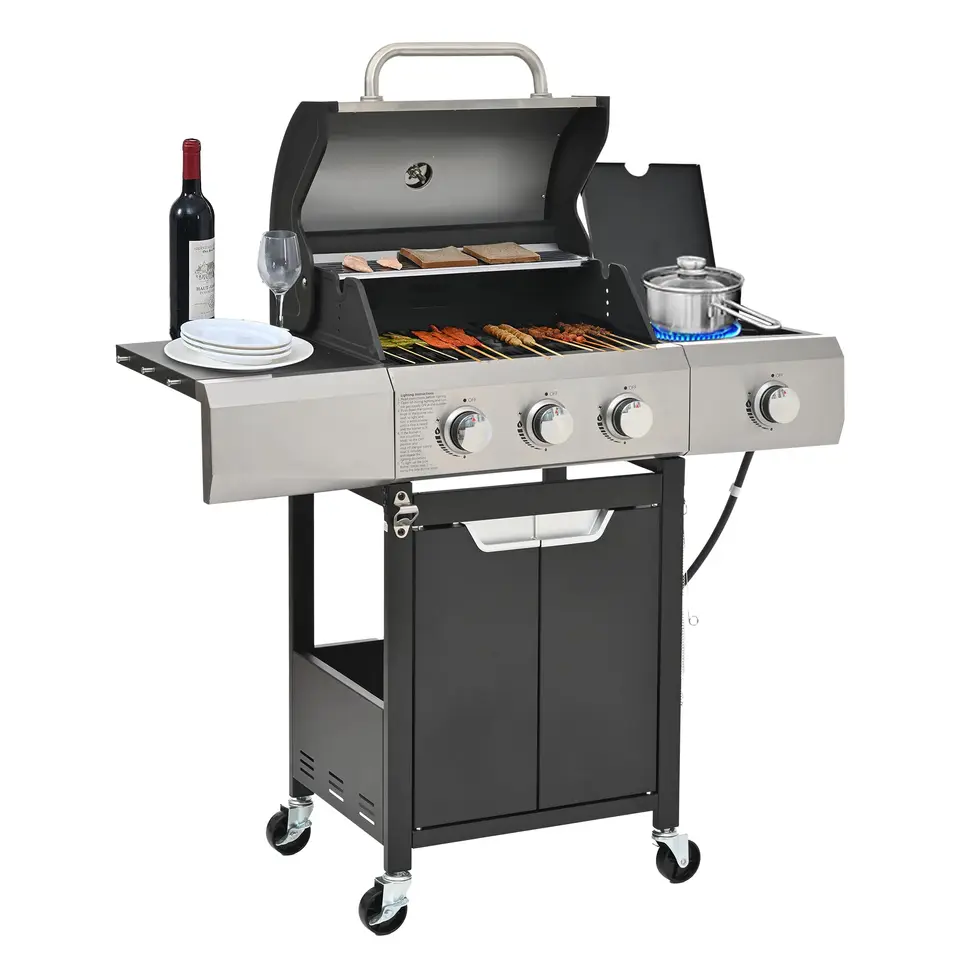 Triple Burner Stainless Steel Propane Gas Grill