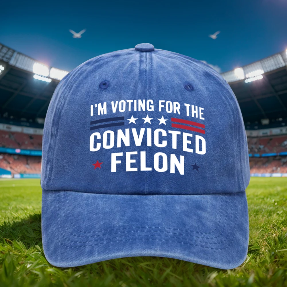 Fashion Baseball Hat Funny Trucker Hats Breathable Cotton Sports Hat I'm Voting for The Convicted Felon Slogan Baseball Cap