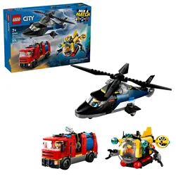 LEGO® City Helicopter, Fire Truck & Submarine Remix Building Blocks Toys for Birthday New Year Gift 60462 874 Pieces