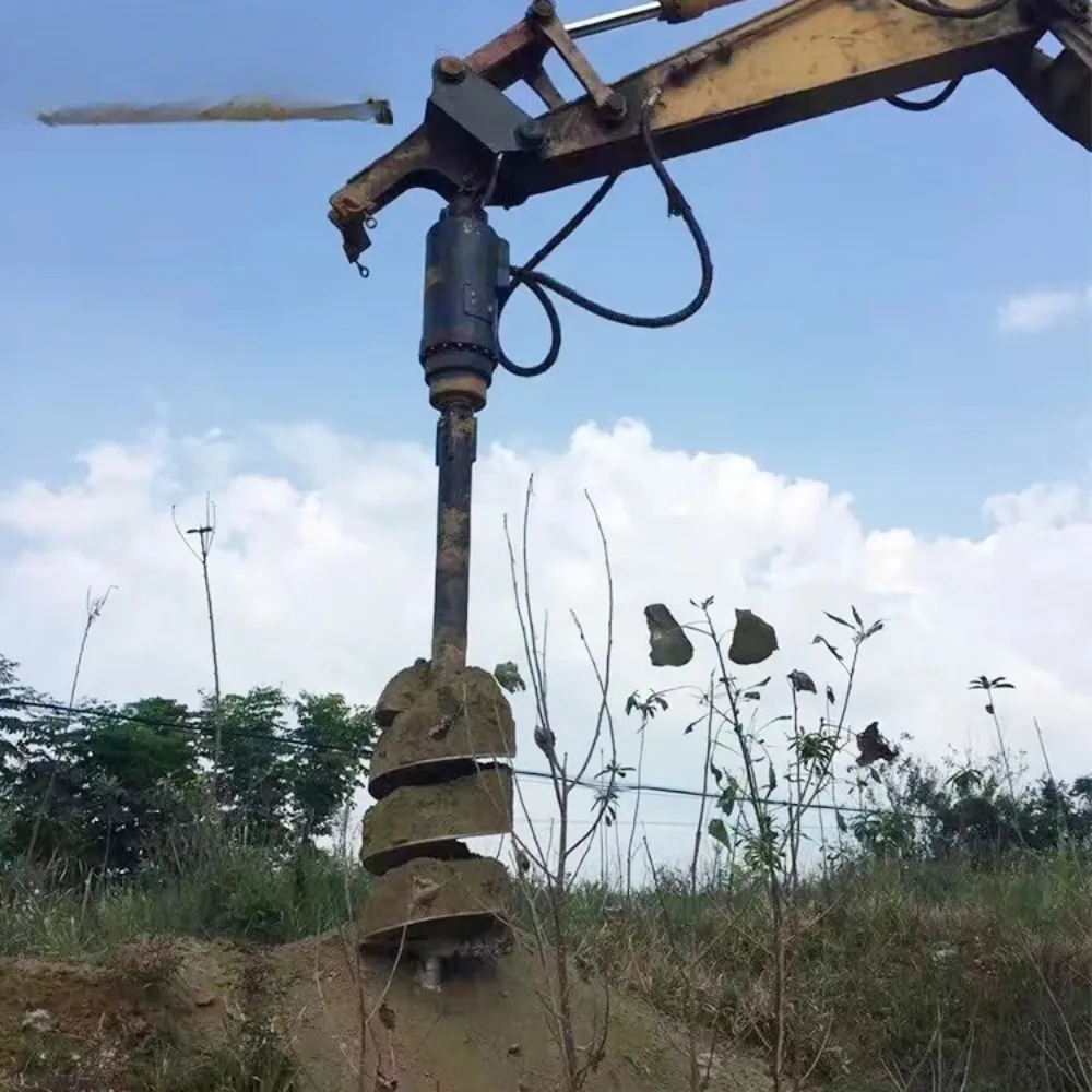 Excavator Attachment Hydraulic Screw Pile Drill Earth Auger Drill Hydraulic Earth Drill Construction Machinery Parts Spare Parts